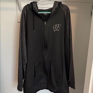 Colosseum Black and White Wisconsin Zip Hoodie